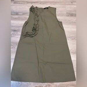 Chepe Italy Green Cotton Dress Womens Lagenlook Sleeveless Minimalist Sz M